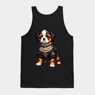 Cocker Spaniel in Black and Gold Traditional Gwanbok Hanbok Tank Top